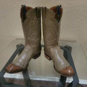 Sanders Women's Brown Lizard Skin Cowboy Boots